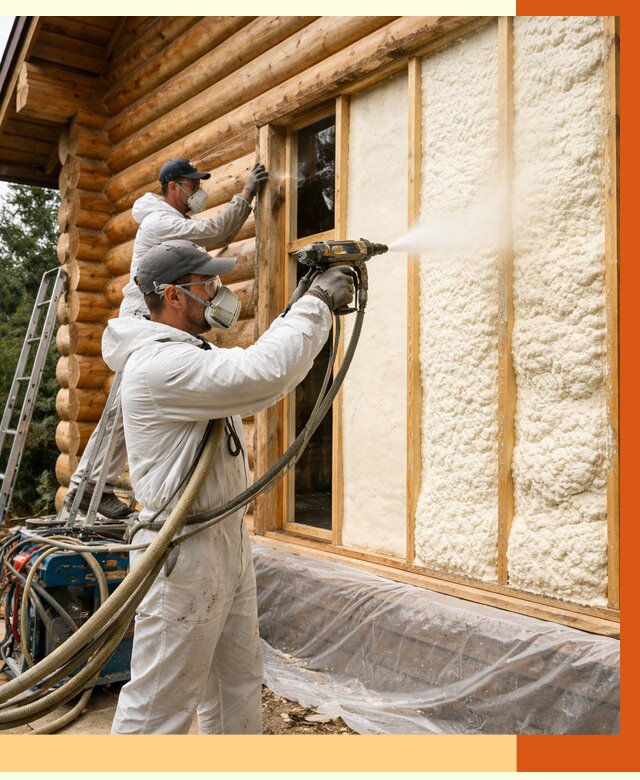 Утепление деревянного дома ППУ в Дюртюли от 4379 руб/м2 | ТепломастерДюр — под ключ