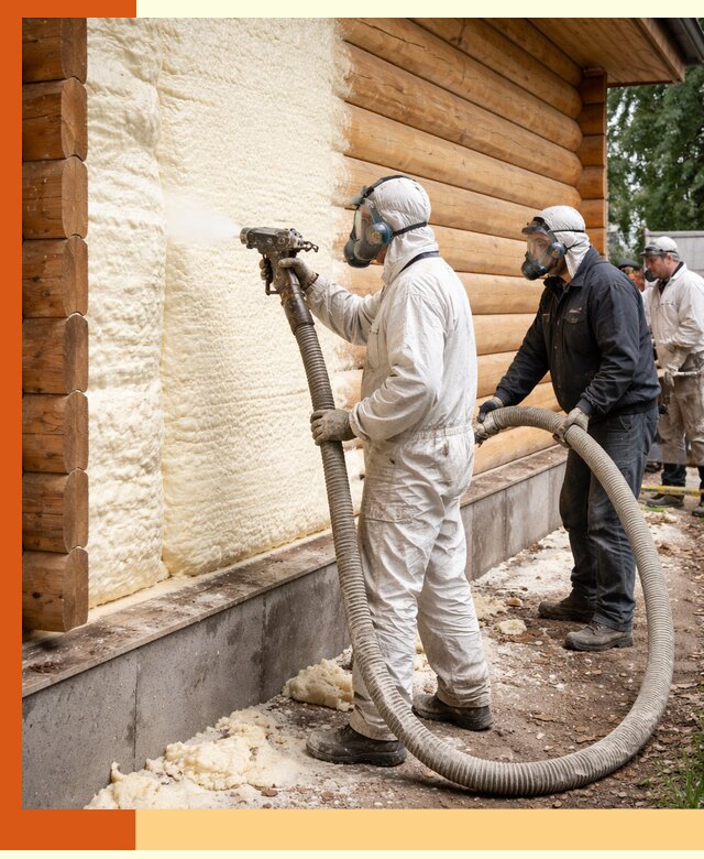 Утепление дома из бруса пенополиуретаном в Дюртюли