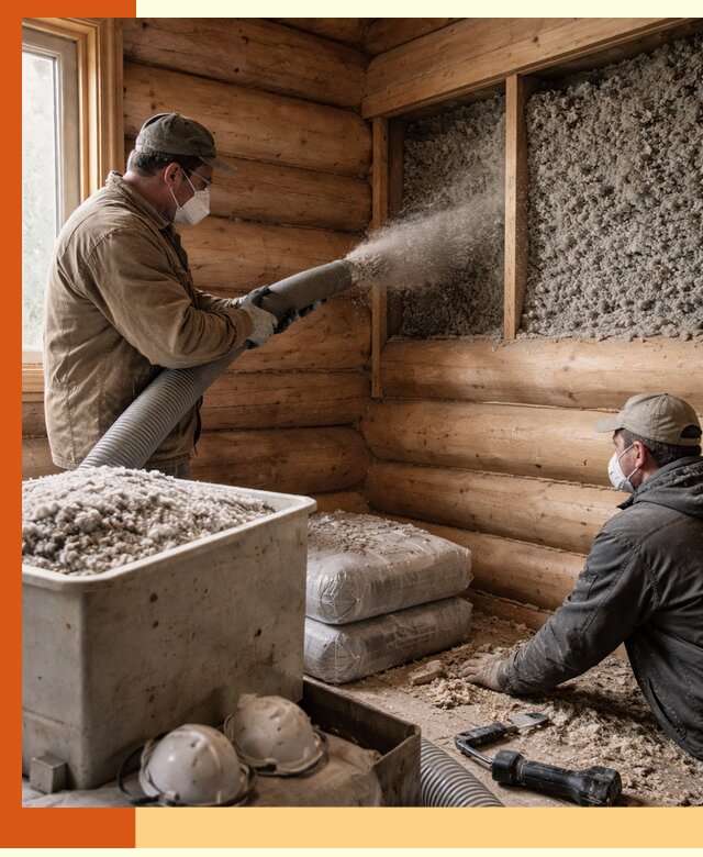 Утепление дома из бруса эковатой в Дюртюли