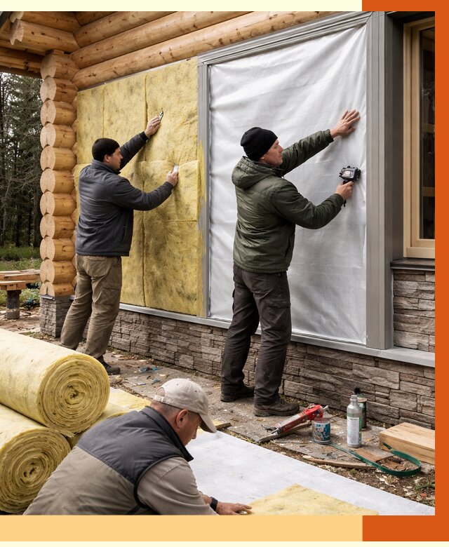 Утепление бревенчатого дома в Дюртюли от 7975 руб/м2 — заказать под ключ | ТепломастерДюр