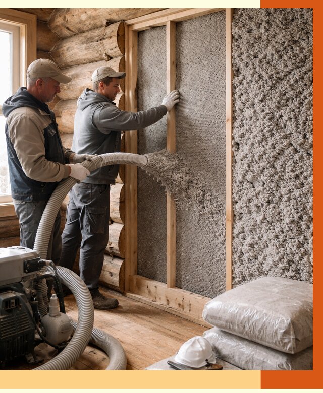 Утепление бревенчатого дома эковатой в Дюртюли от 2867 руб. | ТепломастерДюр