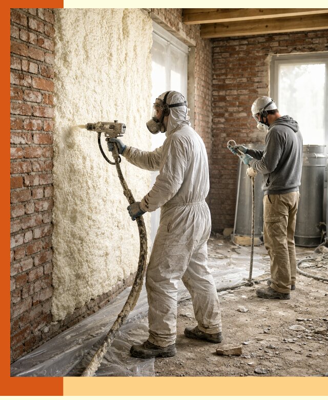 Утепление кирпичного дома пенополиуретаном в Дюртюли