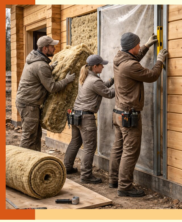 Утепление дома из двойного бруса в Дюртюли качественно и надёжно