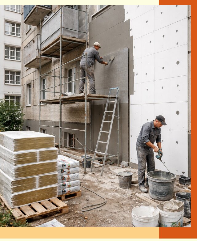 Утепление квартиры снаружи в Дюртюли от 6411 руб/м2 под ключ | ТепломастерДюр