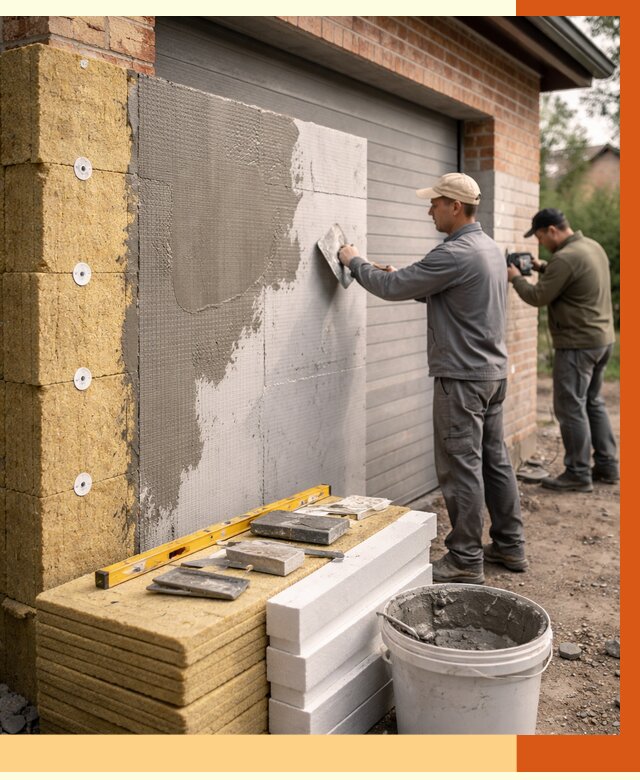 Утепление гаража снаружи в Дюртюли от 4379 руб. за м2 — наружное утепление под ключ | ТепломастерДюр