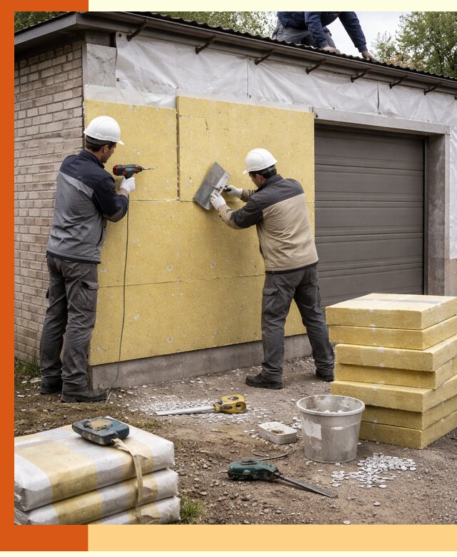 Утепление гаража снаружи в Дюртюли качественно и надёжно