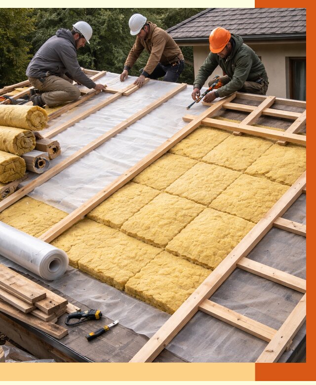 Утепление скатной крыши в Дюртюли от 1303 руб./м2 под ключ | ТепломастерДюр