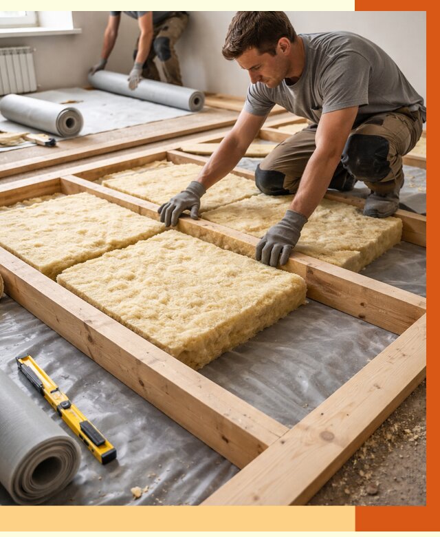 Утепление деревянного пола в Дюртюли от 1564 руб./м2 под ключ | ТепломастерДюр