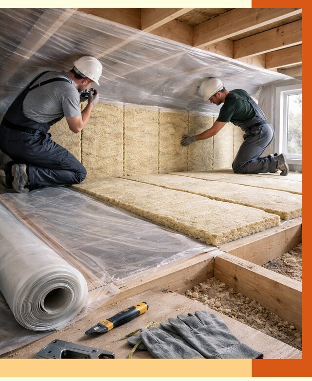 Утепление перекрытий в Дюртюли от 2971 руб/м2 — утепление межэтажных и чердачных | ТепломастерДюр