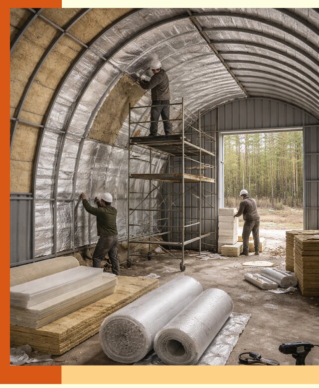 Утепление арочного ангара под ключ в Дюртюли