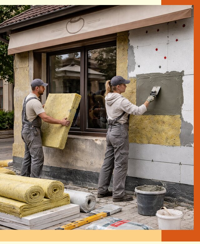 Утепление кафе в Дюртюли от 4379 руб/м2 — комплексно под ключ | ТепломастерДюр