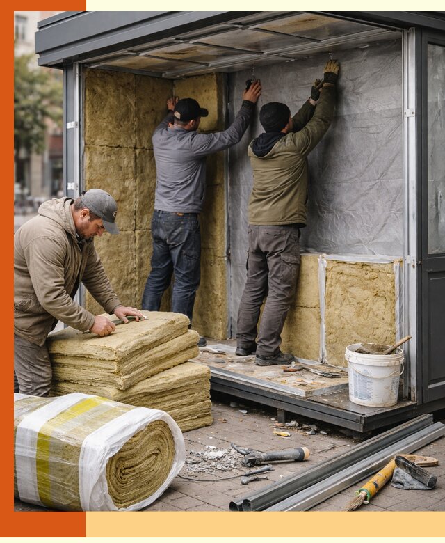 Утепление павильона шаурмы под ключ в Дюртюли