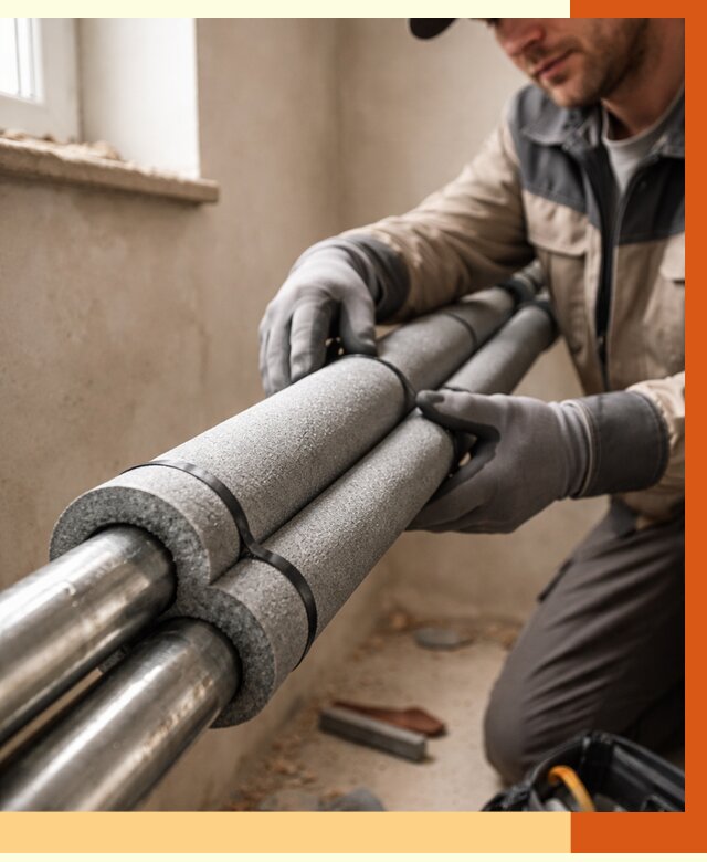 Утепление труб отопления в Дюртюли от 2971 руб. за м² — услуги под ключ | ТепломастерДюр