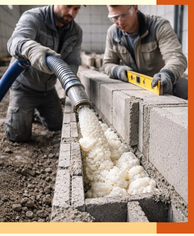 Заполнение колодцевой кладки ППУ в Дюртюли от 4379 руб. за м2 | ТепломастерДюр