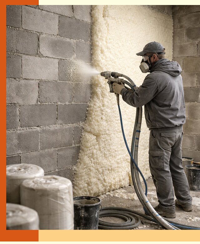 Утепление блочной стены ППУ в Дюртюли качественно и надёжно