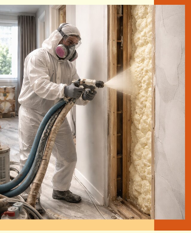 Межстеновое утепление ППУ в Дюртюли от 2867 руб/м2 — межстенное утепление под ключ | ТепломастерДюр