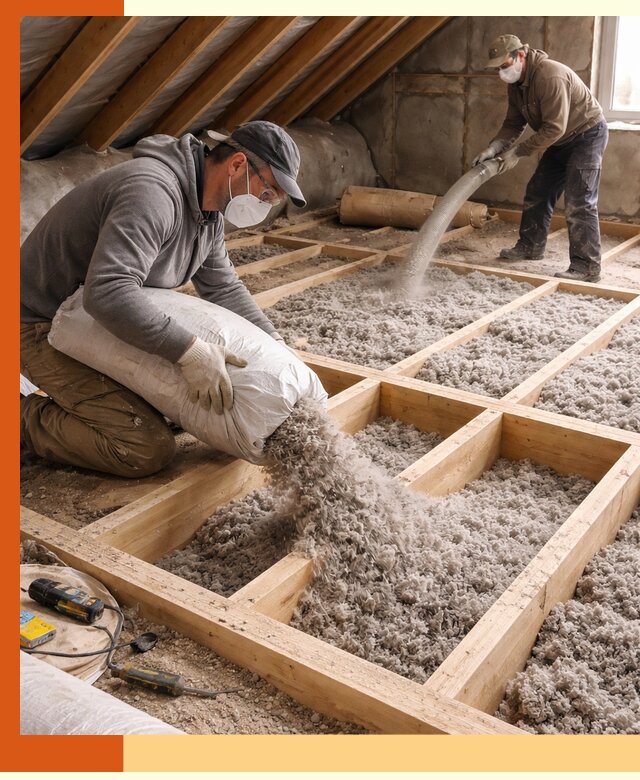 Заполнение полостей чердачного перекрытия в Дюртюли качественно и надёжно