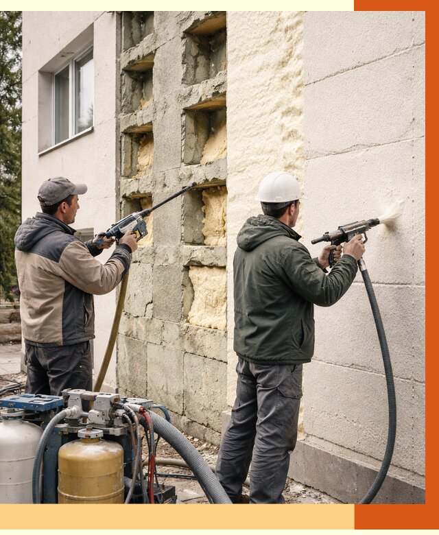 Заполнение пустот фасада в Дюртюли от 4691 руб. — утепление пустот облицовки | ТепломастерДюр