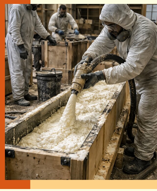 Заливка пенополиуретана в формы для утепления в Дюртюли