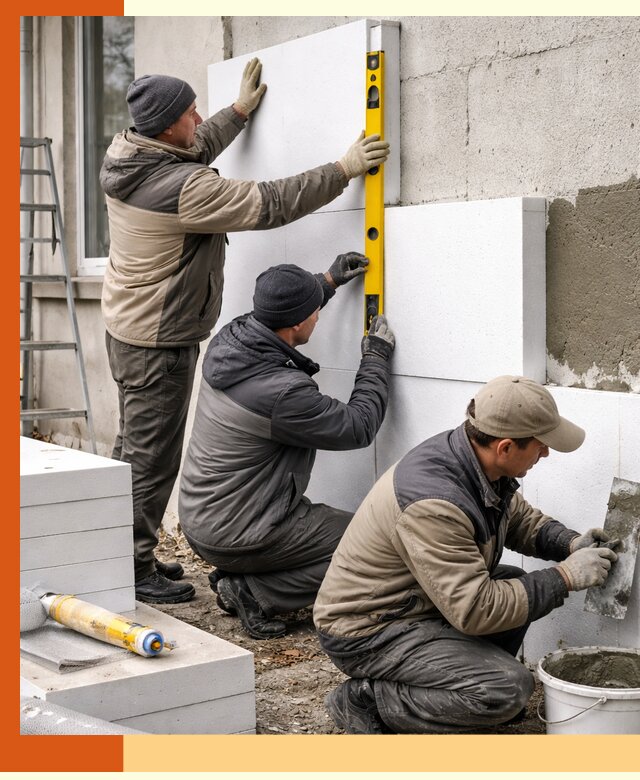 Утепление пенопластом наружных стен и фасадов в Дюртюли