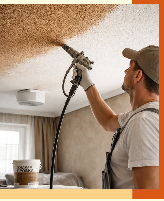 Утепление потолка жидкой пробкой в Дюртюли от 3649 руб. | ТепломастерДюр