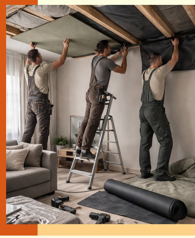 Шумоизоляция потолка в Дюртюли — профессиональное устранение шумов