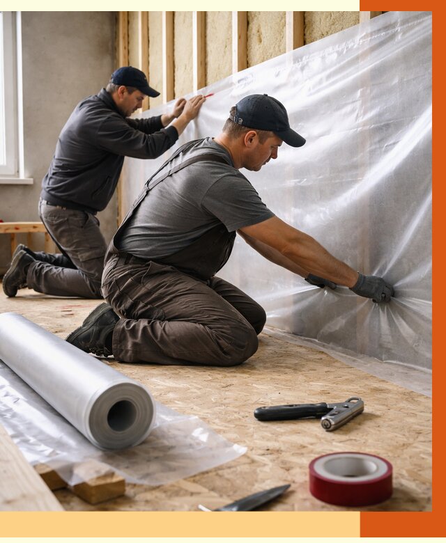 Монтаж пароизоляции в Дюртюли от 2606 руб. — установка и укладка под ключ | ТепломастерДюр