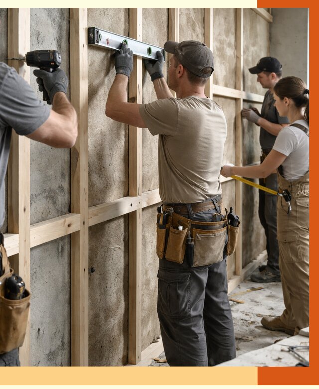 Монтаж обрешетки под утепление в Дюртюли от 1199 руб/м² | Заказать у ТепломастерДюр