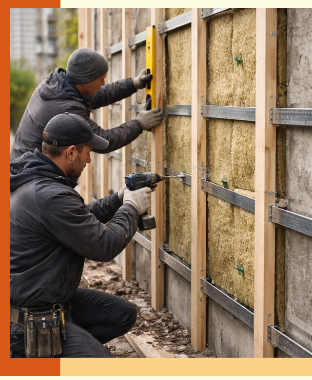 Монтаж обрешетки под утепление зданий и квартир в Дюртюли